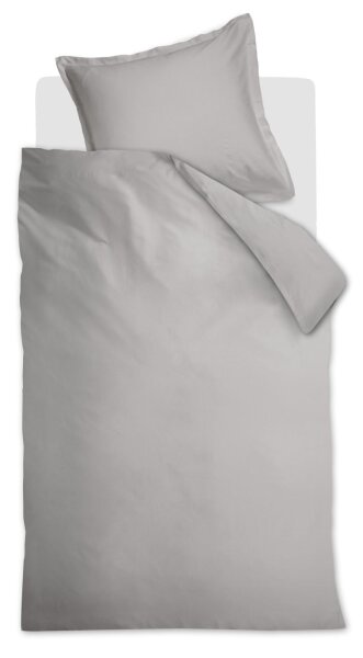 Ambiante Mako Satin Bettwäsche Satin Uni Grey 155 cm x 220 cm grau