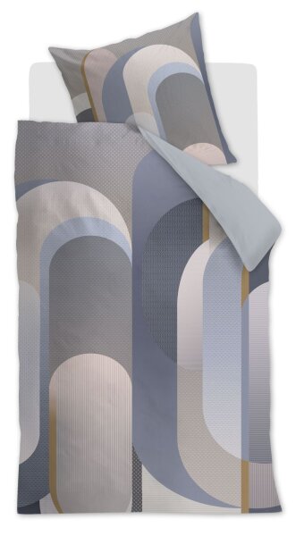 Beddinghouse Mako Satin Bettwäsche Archi Blue Grey grau 155 cm x 220 cm blau