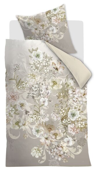 Beddinghouse Mako Satin Bettwäsche Existence al 155 cm x 220 cm natur