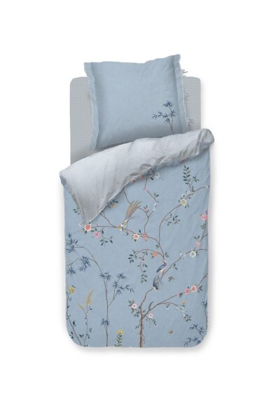 PiP Studio Perkal Bettwäsche PIP Bamboo Blossom Light Blue Hell 155 cm x 220 cm blau