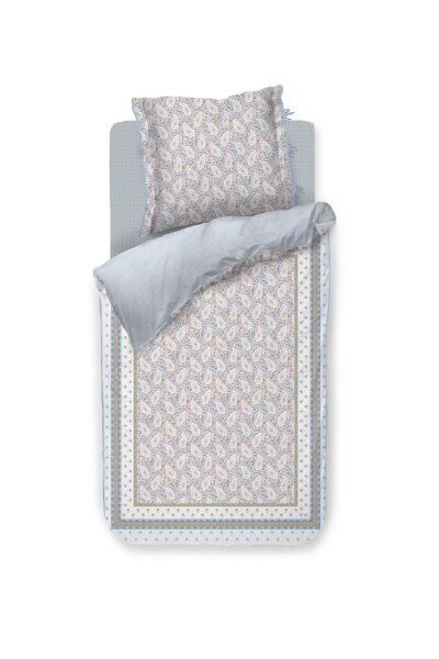 PiP Studio Perkal Bettwäsche PIP Kairi Bloom Light Blue Hell 155 cm x 220 cm blau