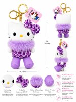 Hello Kitty Plüsch Schlüsselanhänger 10 cm Leo lila Taschenanhänger Kuscheltier Plüschtier Bagclip Stofftier Anime Plush Cute Plushie Halloween Weihnachten Geschenke für Kinder