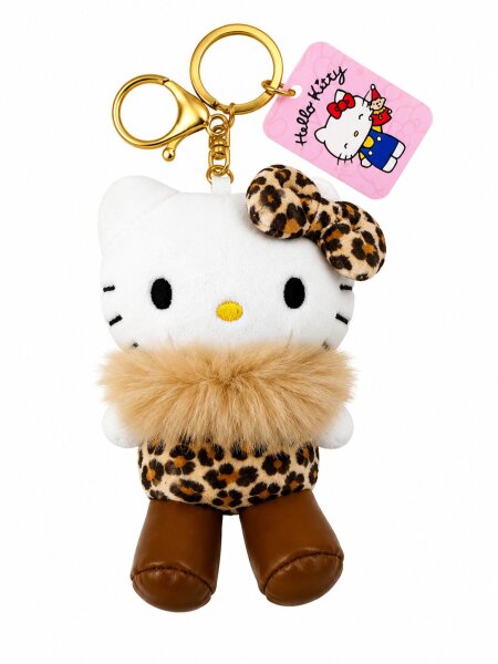 Hello Kitty Plüsch Schlüsselanhänger 10 cm Leo braun Taschenanhänger Kuscheltier Plüschtier Bagclip Stofftier Anime Plush Cute Plushie Halloween Weihnachten Geschenke für Kinder