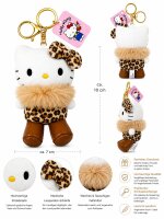 Hello Kitty Plüsch Schlüsselanhänger 10 cm Leo braun Taschenanhänger Kuscheltier Plüschtier Bagclip Stofftier Anime Plush Cute Plushie Halloween Weihnachten Geschenke für Kinder