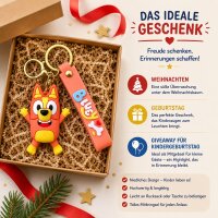 Bluey Bingo Heeler Schlüsselanhänger Kinder Silikon Anhänger für Rucksack Tasche Schule Kita, ca. 6,5 x 5,5 cm