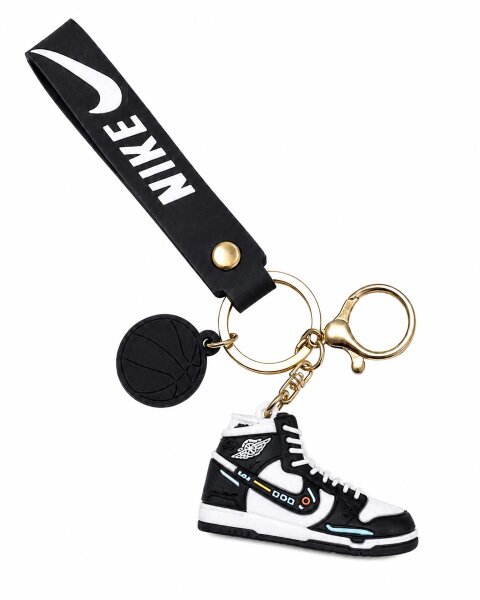 Sneaker-Rucksackanhänger Bag 6cm Basketball & Karabiner schwarz weiß