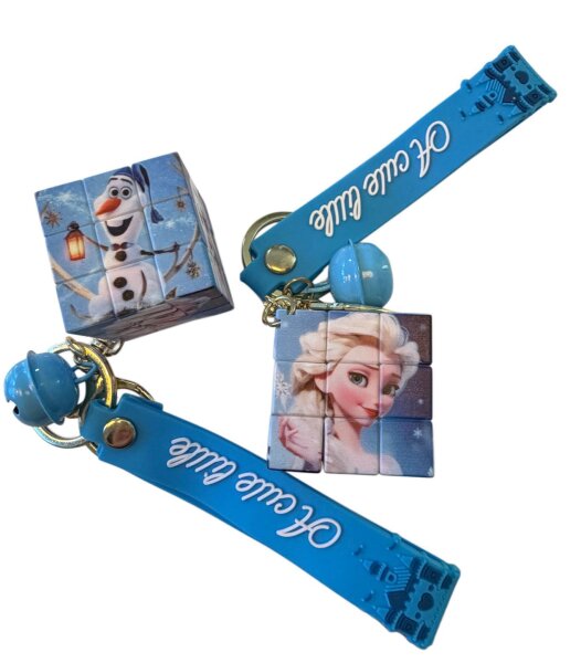 Mini Würfel Frozen die Eiskönigin 3,5 x 3,5 cm Schlüsselanhänger mit Glocke und Motivwürfel Cubix Zauberwürfel für Kinder Geschenke