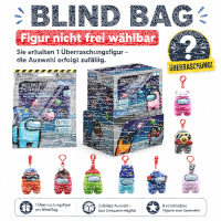 Among Us Plüsch Anhänger Blind Bag, ca. 12 cm Bagclip Überraschungsfigur, 1 zufällige Sammelfigur mit rotem Clip