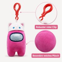 Among Us Plüsch Anhänger Blind Bag, ca. 12 cm Bagclip Überraschungsfigur, 1 zufällige Sammelfigur mit rotem Clip