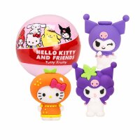 Hello Kitty and Friends Tutty Frutty Sammelfigur in Kapsel, 1 zufällige Mini Gummifigur ca. 4,5 cm, Blind Bag Überraschung, Sammelspielzeug für Kinder