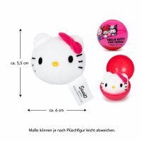 Hello Kitty and Friends Mystery Kapsel Plüschfigur, 1 zufällige Sammelfigur in Kugel, ca. 5,5 x 6 cm, weicher Mini Plüsch, Überraschungsfigur für Kinder, Geschenkidee