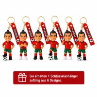 Fußball Schlüsselanhänger Ronaldo Bagclip Rucksackanhänger PVC Figur mit Band – 1 von 6 Designs