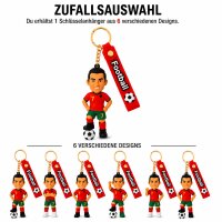 Fußball Schlüsselanhänger Ronaldo Bagclip Rucksackanhänger PVC Figur mit Band – 1 von 6 Designs