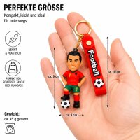 Fußball Schlüsselanhänger Ronaldo Bagclip Rucksackanhänger PVC Figur mit Band – 1 von 6 Designs
