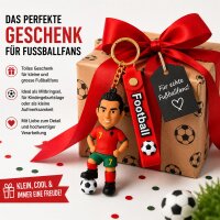 Fußball Schlüsselanhänger Ronaldo Bagclip Rucksackanhänger PVC Figur mit Band – 1 von 6 Designs