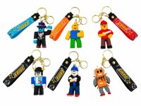Gaming Schlüsselanhänger Überraschungsfigur Roblox mit Silikonband 1 von 6 Figuren PVC Anhänger für Schlüssel Rucksack Tasche Geschenk Kinder