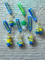 Schlüsselanhänger Minions Comicfigur mit Handschlaufe und Karabiner, Zufallsmotiv 5–6,5 cm