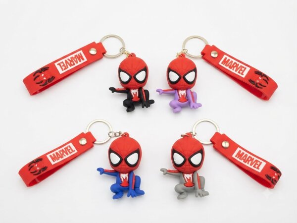 Spiderman Schlüsselanhänger mit Schlüsselband – Überraschungsdesign – 1 Stück zufällige Farbvariante – Anhänger für Schlüsselbund, Tasche & Rucksack – dekoratives Accessoire