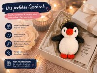 Plüsch Pinguin Schlüsselanhänger mit Karabiner – Flauschiger Taschenanhänger aus Plüsch, Schmuck Accessoire für Handtasche, Rucksack oder Schlüsselbund, 2 Varianten, Design nicht wählbar