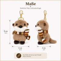 Otter Schlüsselanhänger mit Schal braun – Flauschiger Plüsch Anhänger für Schlüsselbund, Handtasche & Rucksack – Niedliches Schmuckaccessoire – Überraschungsdesign, Farbe nicht frei wählbar