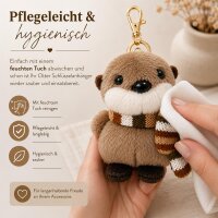Otter Schlüsselanhänger mit Schal braun – Flauschiger Plüsch Anhänger für Schlüsselbund, Handtasche & Rucksack – Niedliches Schmuckaccessoire – Überraschungsdesign, Farbe nicht frei wählbar