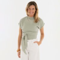 Knit Factory | Dani Wickeltop Olive Mist - 36/42 | Grün
