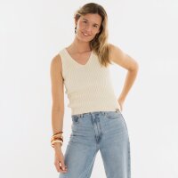 Knit Factory | Layla Gestricktes Top Ecru - 40/42 | Beige