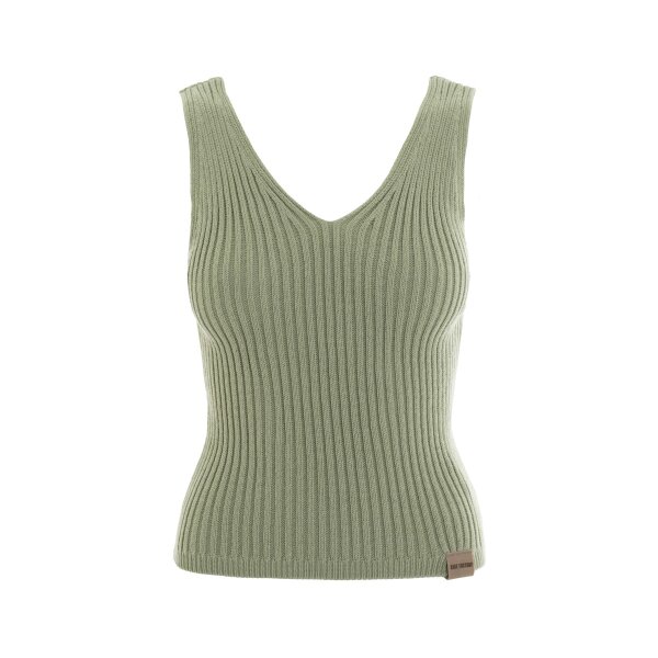Knit Factory | Layla Gestricktes Top Olive Mist - 36/38 | Grün