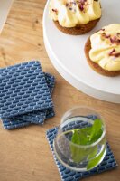 Knit Factory | Gestrickte Glasuntersetzer Block Ecru/Jeans - 4er Set | Creme;Dunkelblau