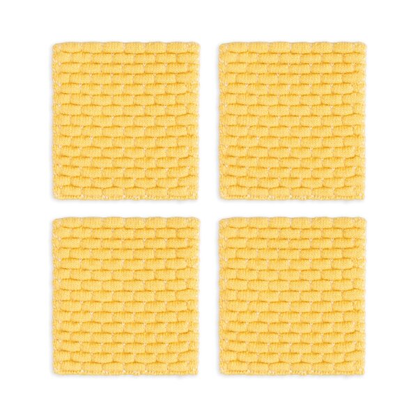 Knit Factory | Gestrickte Glasuntersetzer Block Ecru/Gold - 4er Set | Creme;Gold