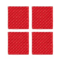 Knit Factory | Gestrickte Glasuntersetzer Block Ecru/Rot...