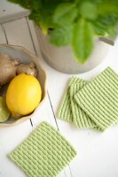 Knit Factory | Gestrickte Glasuntersetzer Block Ecru/Spring Green - 4er Set | Creme;Grün