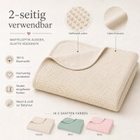 Soma Babydecke Grün Dino 80x100 cm aus Baumwolle – Mint, Waffeloptik, Wendedecke, Kuscheldecke