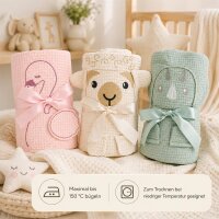 Soma Babydecke Grün Dino 80x100 cm aus Baumwolle – Mint, Waffeloptik, Wendedecke, Kuscheldecke