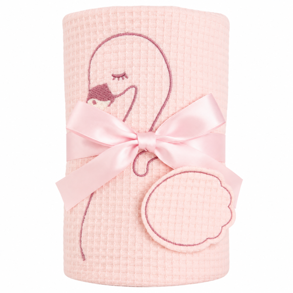 Soma Babydecke Rosa Schwan 80x100 cm aus Baumwolle – rose, Waffeloptik, Wendedecke, Kuscheldecke