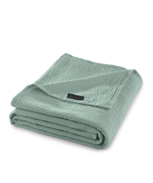 Soma Harmony Musselin Wohndecke 150 x 200 cm Matcha Grün – weiche Kuscheldecke für Sofa & Bett
