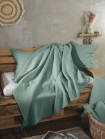 Soma Harmony Musselin Wohndecke 150 x 200 cm Matcha Grün – weiche Kuscheldecke für Sofa & Bett