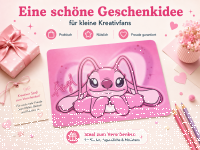 Lilo&Stitch Bastelunterlage 45 x 65 cm – abwischbare Tischschutzmatte, Malunterlage, Schreibtischunterlage Angel pink