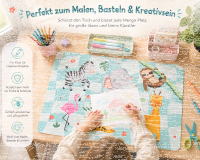 Safari Bastelunterlage 45 x 65 cm – abwischbare Tischschutzmatte, Malunterlage, Schreibtischunterlage Tiere Zoo grün