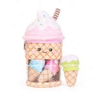 Eis Milchshake Plüsch 23 cm + 3 Mini-Eis Kuscheltiere Kawaii Food Spielset Rosa