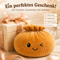 Plush Dumpling Kawaii Kuschelkissen weich & knautschig 15 cm braun