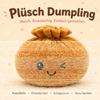 Plush Dumpling Kawaii Kuschelkissen weich & knautschig 15 cm braun