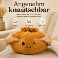 Plush Dumpling Kawaii Kuschelkissen weich & knautschig 20 cm braun