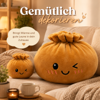 Plush Dumpling Kawaii Kuschelkissen weich & knautschig 20 cm braun