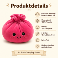 Plush Dumpling Kawaii Kuschelkissen weich & knautschig 35 cm pink