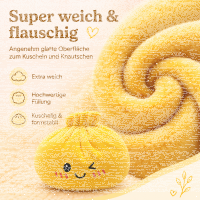 Plush Dumpling Kawaii Kuschelkissen weich & knautschig 15 cm gelb