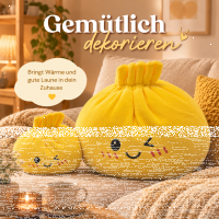 Plush Dumpling Kawaii Kuschelkissen weich & knautschig 15 cm gelb