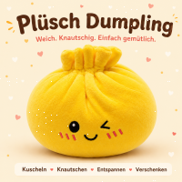 Plush Dumpling Kawaii Kuschelkissen weich & knautschig 15 cm gelb