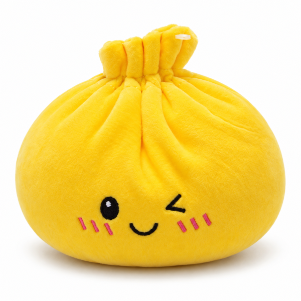 Plush Dumpling Kawaii Kuschelkissen weich & knautschig 20 cm gelb