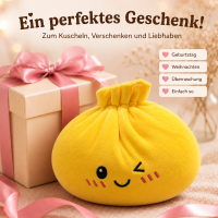 Plush Dumpling Kawaii Kuschelkissen weich & knautschig 20 cm gelb